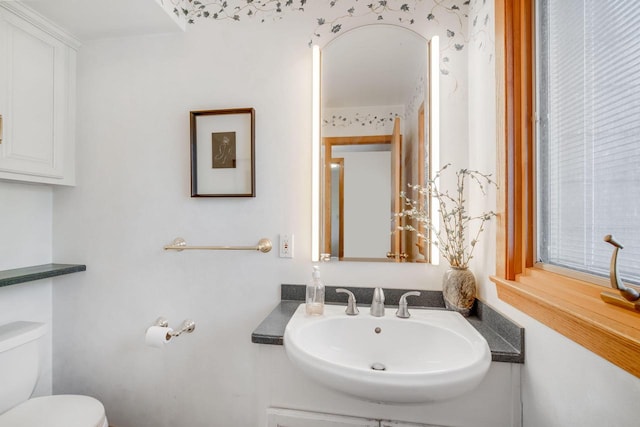 bathroom with vanity and toilet