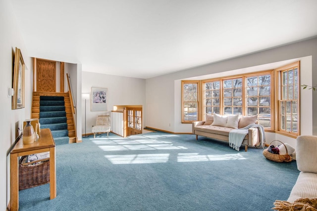 living room with carpet floors