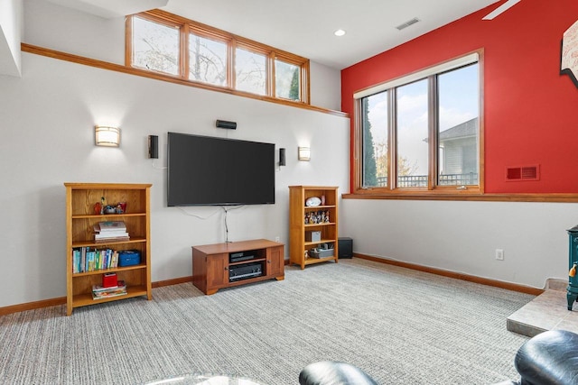 living room featuring carpet flooring