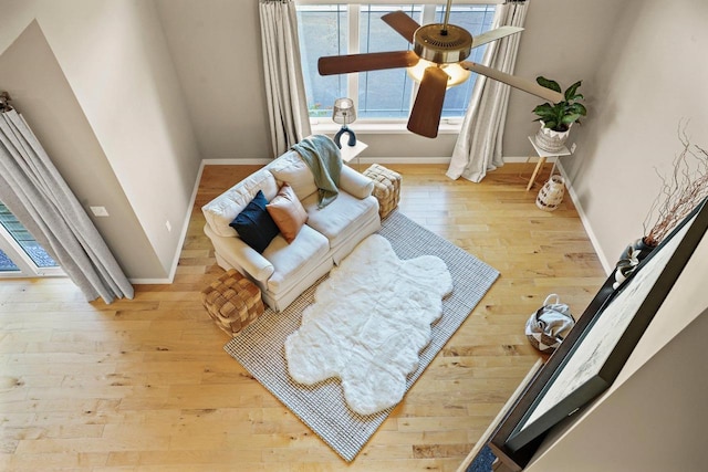 living room featuring light wood-type flooring