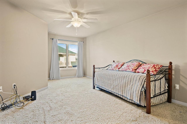 bedroom with carpet floors and ceiling fan