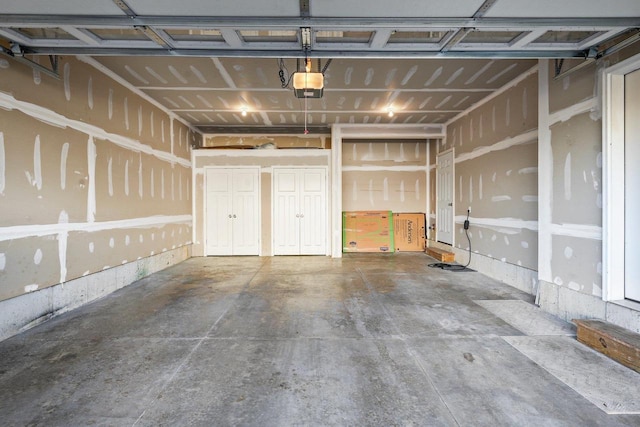 garage with a garage door opener