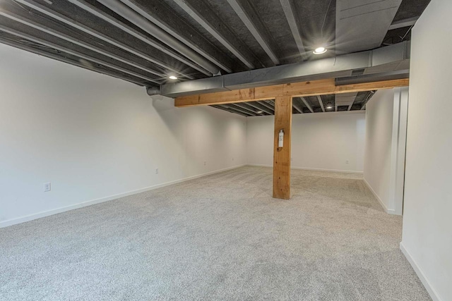 basement with carpet