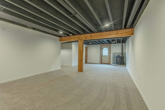 basement with carpet