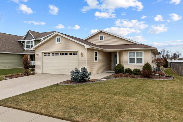 view of front facade featuring a front yard and a garage