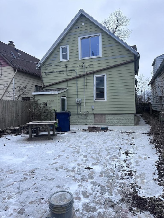 view of snow covered property