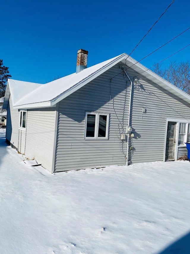 view of snow covered exterior