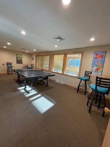 recreation room featuring carpet floors