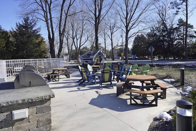 view of patio featuring exterior kitchen