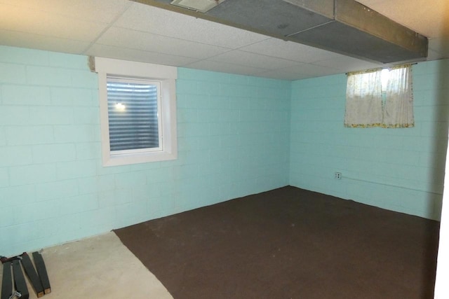 basement with a drop ceiling