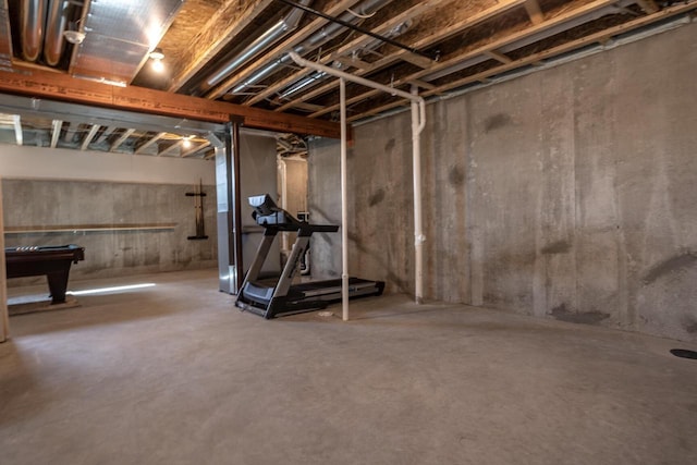 basement with pool table