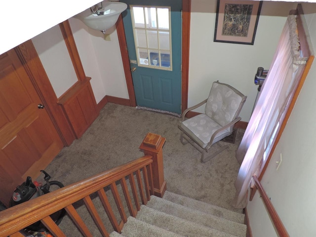 view of carpeted foyer