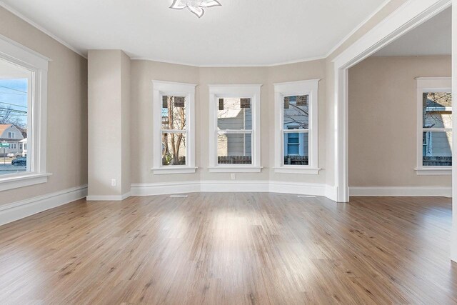 spare room with a wealth of natural light and hardwood / wood-style flooring