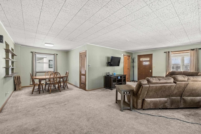 living room featuring carpet flooring