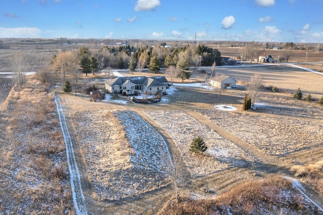 aerial view with a rural view