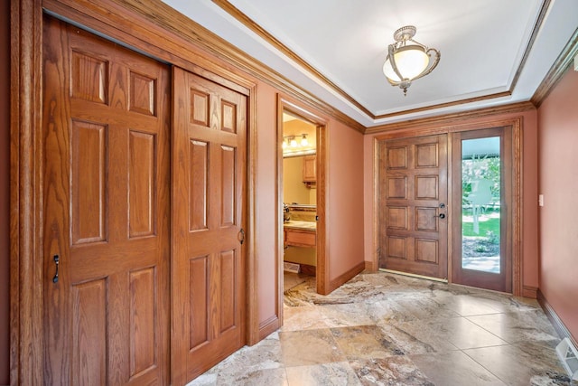 foyer with ornamental molding