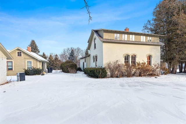 view of snow covered exterior