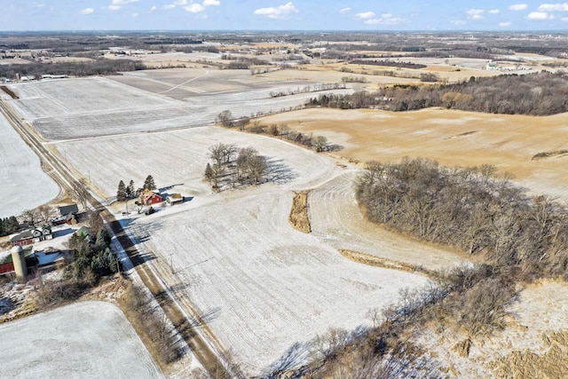 birds eye view of property featuring a rural view