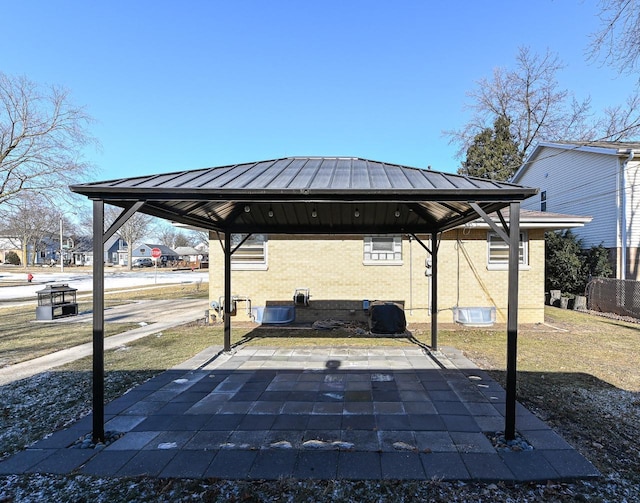 view of patio / terrace featuring a gazebo