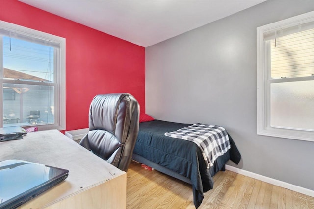 bedroom featuring light hardwood / wood-style flooring