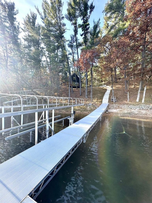 view of dock featuring a water view