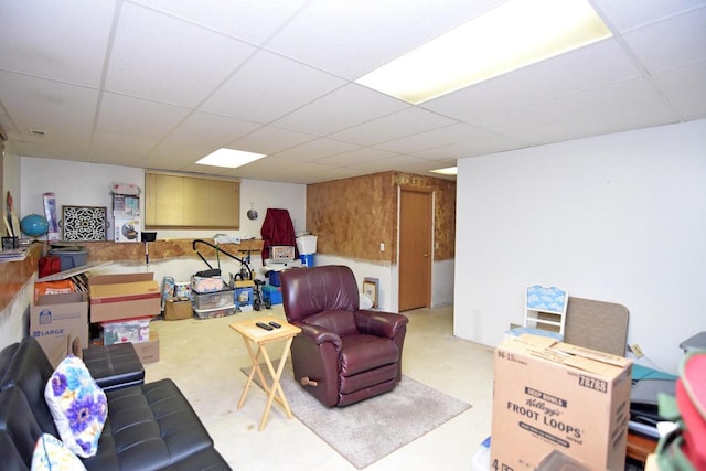 basement with a drop ceiling