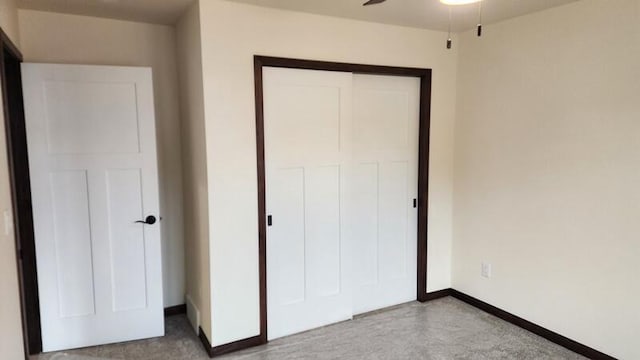 unfurnished bedroom featuring a closet