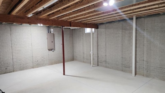 basement with electric panel