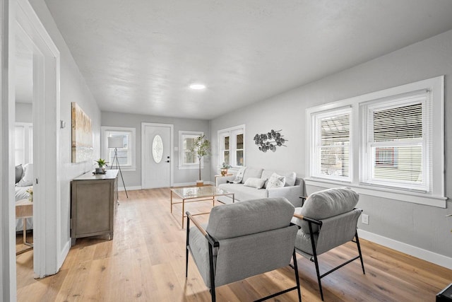 living room featuring light hardwood / wood-style flooring