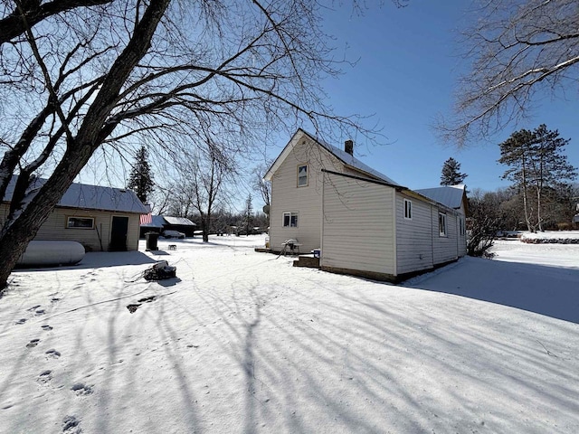 view of snow covered exterior