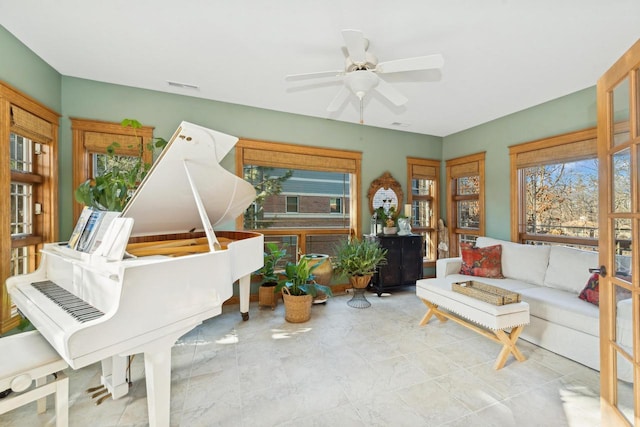 miscellaneous room with ceiling fan