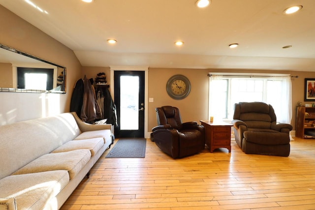 living room with light hardwood / wood-style floors