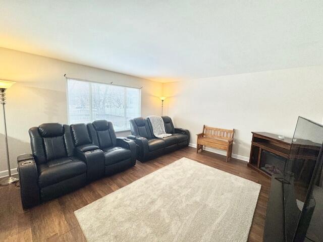 living room featuring dark hardwood / wood-style floors