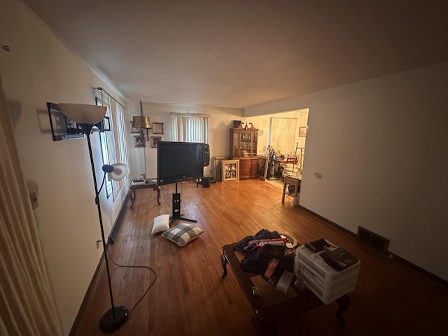 living room with hardwood / wood-style flooring