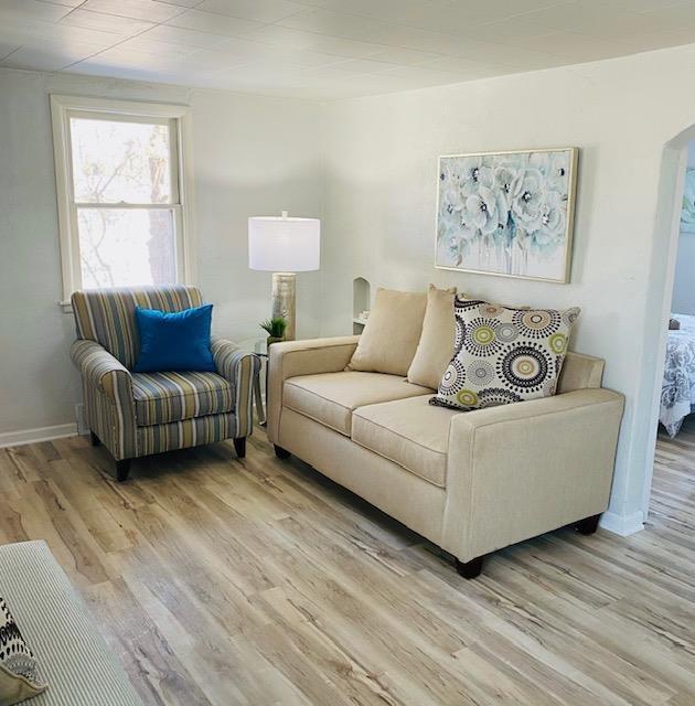 living room featuring light wood-type flooring