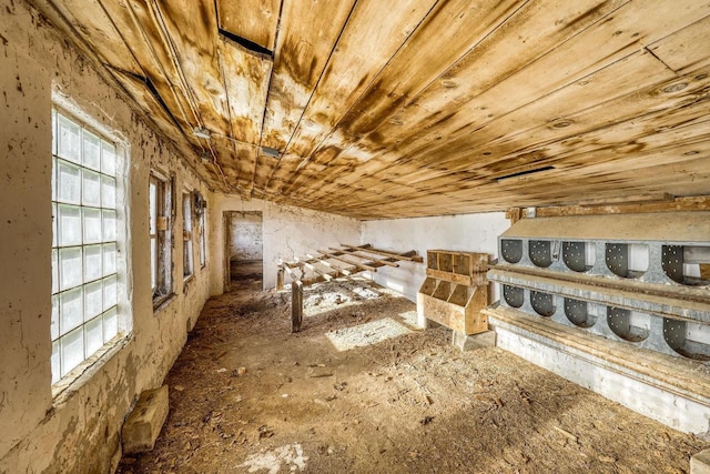 interior space with wooden ceiling