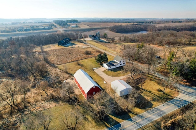 aerial view with a rural view