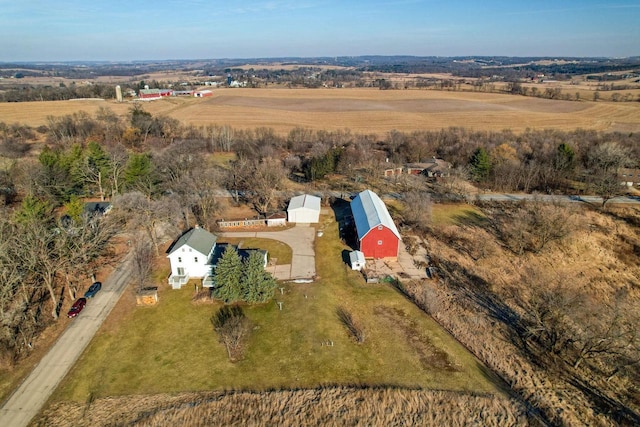 aerial view featuring a rural view