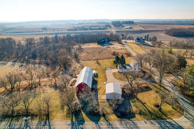 drone / aerial view with a rural view