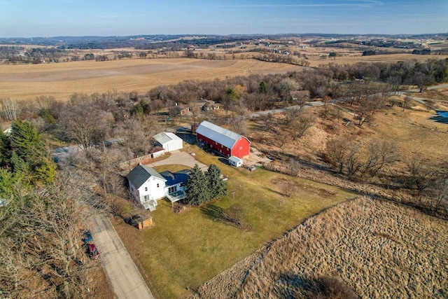 drone / aerial view with a rural view