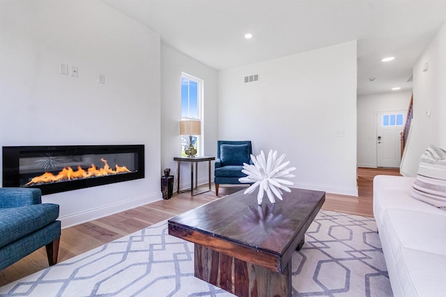 living room featuring light hardwood / wood-style floors