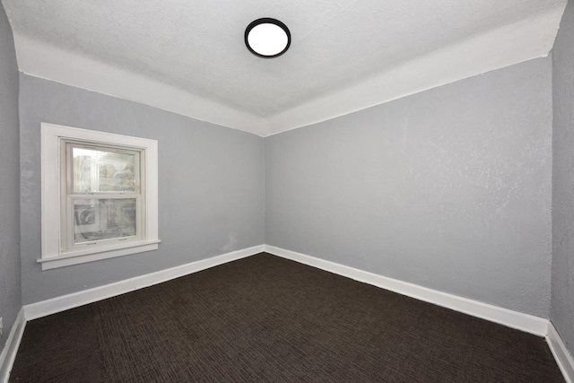 empty room featuring a textured ceiling and carpet floors