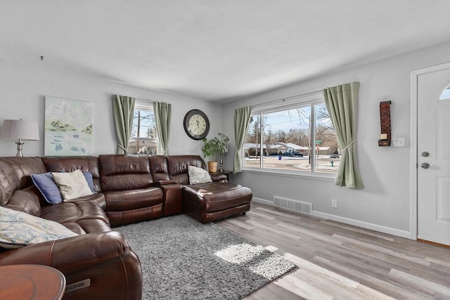 living room featuring light hardwood / wood-style floors