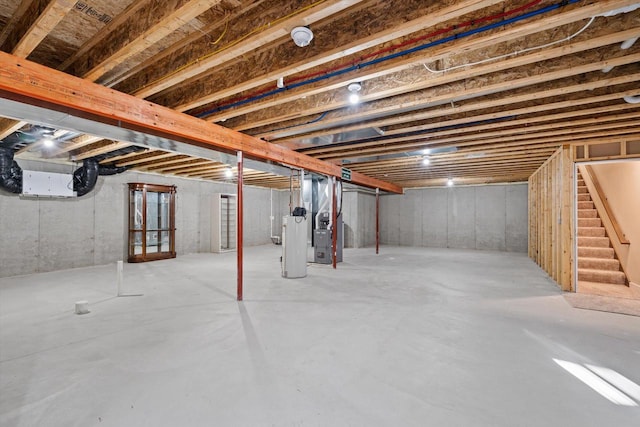 basement featuring water heater