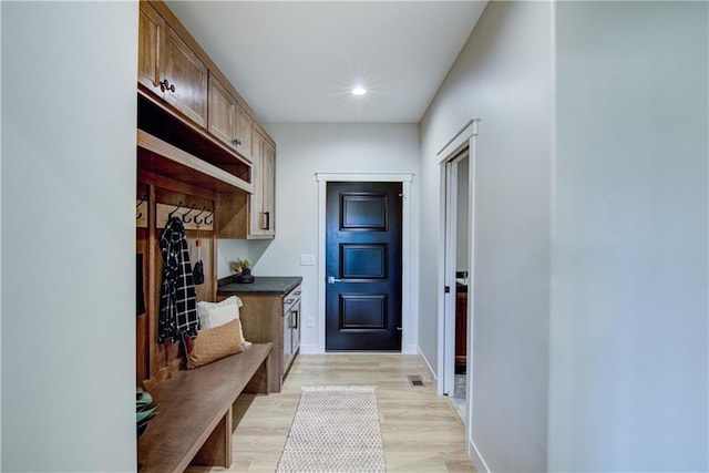 mudroom with light wood-type flooring