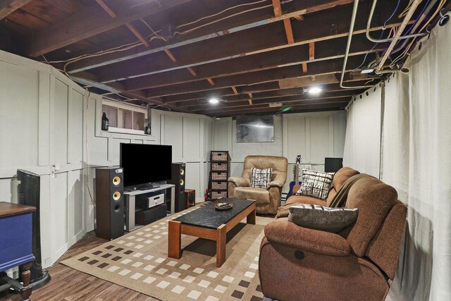 living room with light hardwood / wood-style flooring