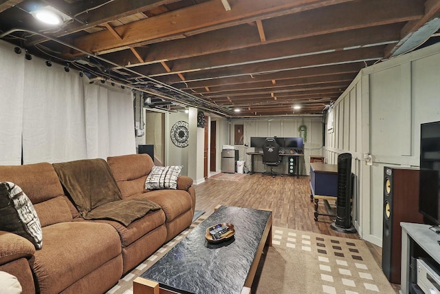 living room featuring light hardwood / wood-style flooring