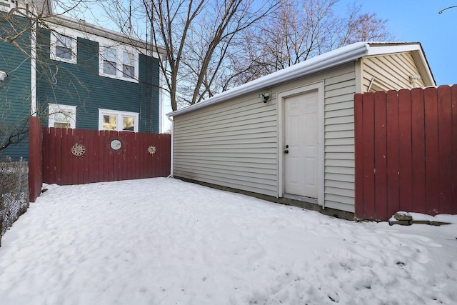 view of snow covered structure