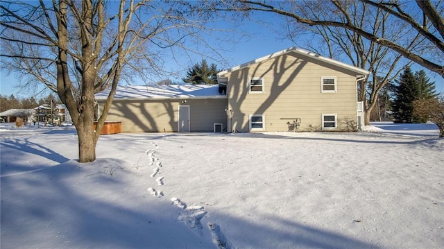 view of snow covered property