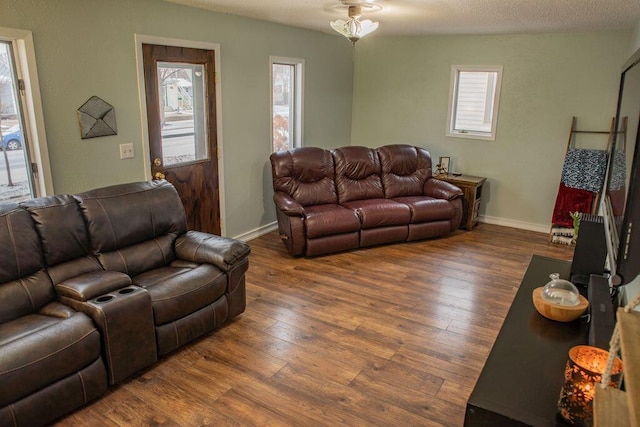 living room featuring dark hardwood / wood-style floors